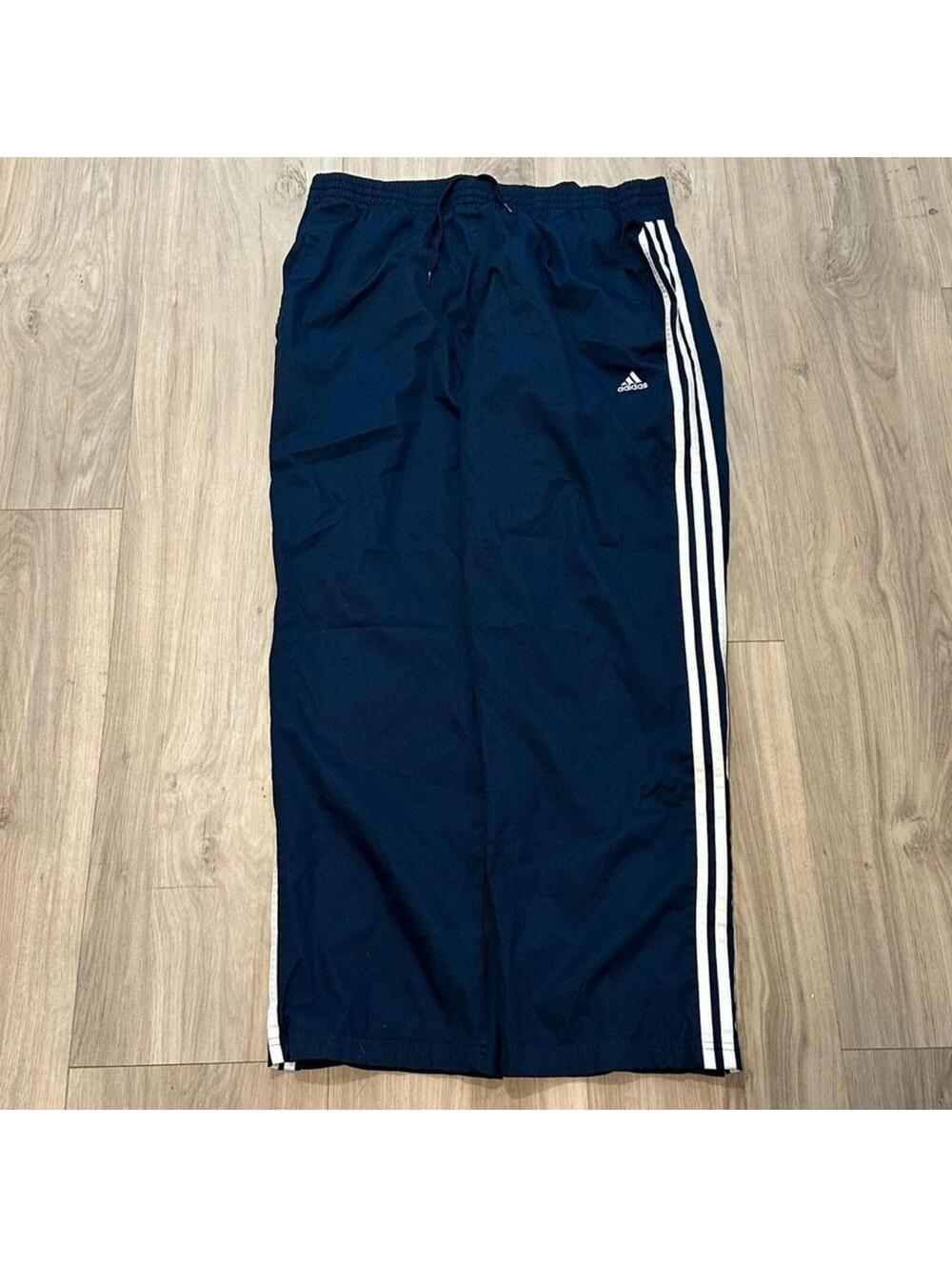 Men's Y2K Baggy Adidas Navy Blue Track Pants - Size Extra Large!